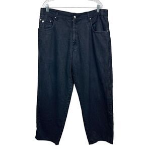 Marc Buchanan Exclusive Collection Mens Pants Tapered Stripe Black Flat Front 38